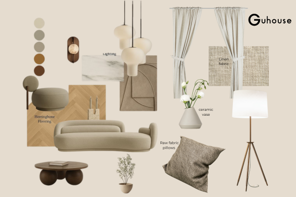 Phòng khách dành cho người thích yên tĩnh: Làm thế nào để “tĩnh” mà không “tẻ”? 3 Một số đồ nội thất với chất liệu nhám tự nhiên