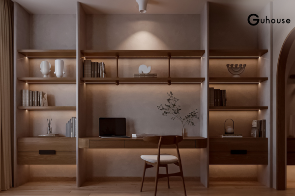 Không gian ngoài trời Japandi vật liệu tự nhiên